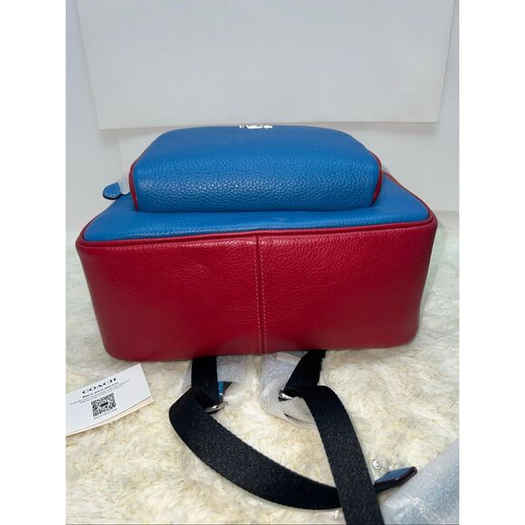 🔥🎁NWT! Coach Court Backpack Colorblock Blue/Red CR768 Msrp:$450.00 - Picture 5 of 12